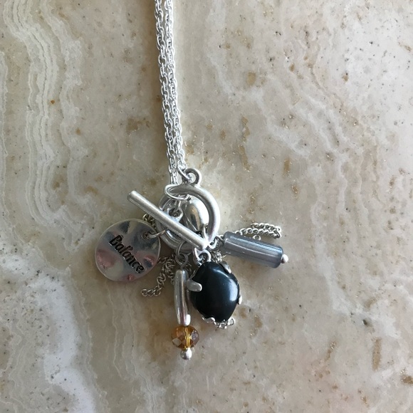 SILVER TONE BALANCE TRINKET NECKLACE - Picture 2 of 5